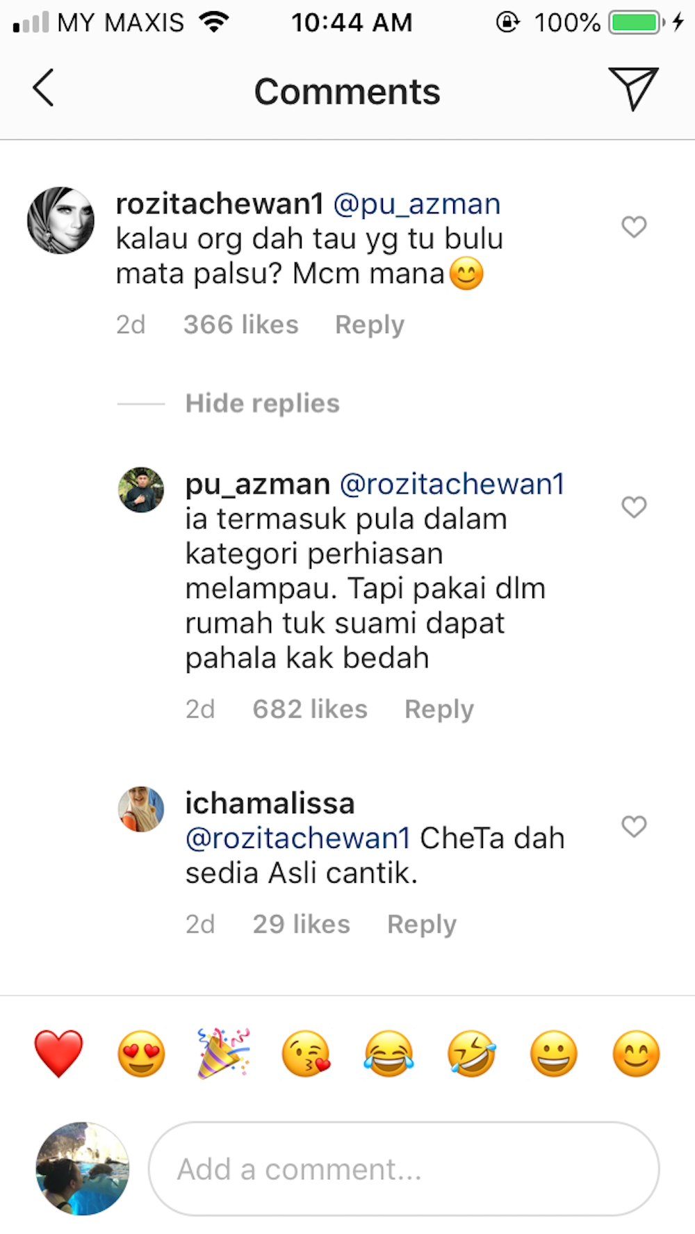 PU Azman suggests that wives wear false eyelashes at home for their husbands. — Instagram/PU Azman