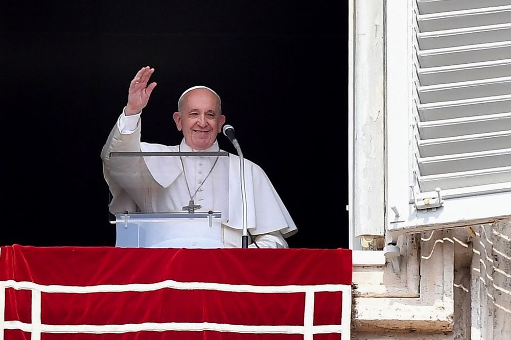 Pope Francis waves from the window of the apostolic palace overlooking St Peteru00e2u20acu2122s square during the weekly Angelus prayer on September 1, 2019 at the Vatican. u00e2u20acu201d AFP pic