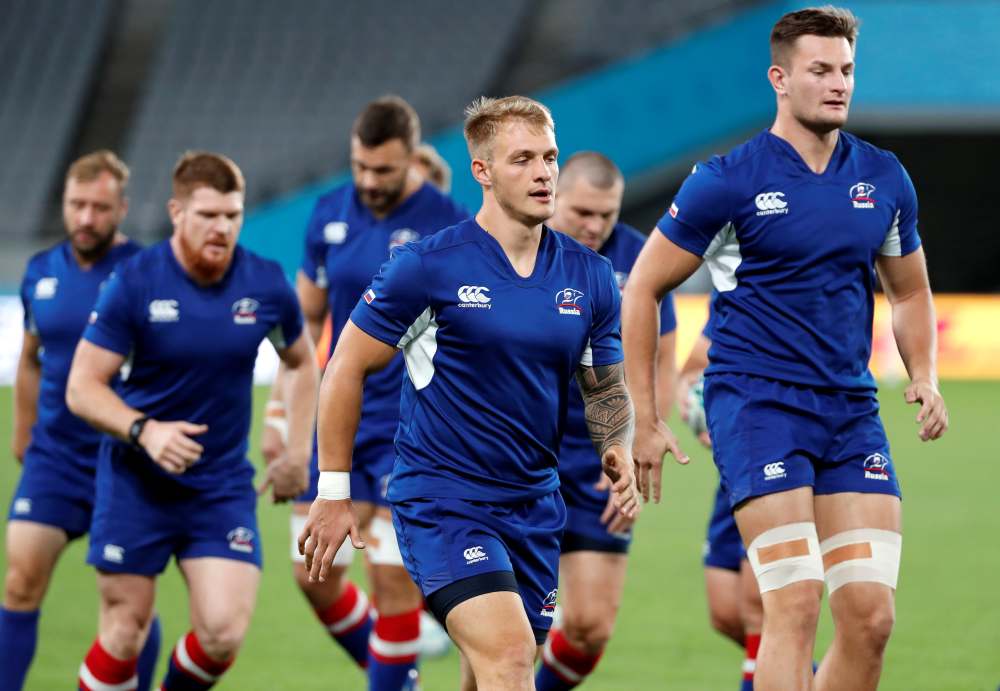 Russia's Kirill Golosnitskiy and teammates attend a training session at the Tokyo Stadium, September 19, 2019. u00e2u20acu2022 Reuters pic
