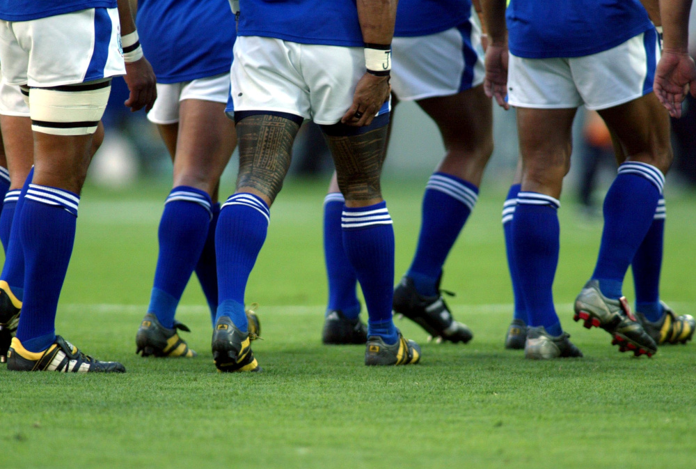 The tattooed legs of Samoau00e2u20acu2122s Lome Fau00e2u20acu2122atau during the Rugby World Cup 2003, South Africa v Samoa in Brisbane, Australia. u00e2u20acu201d Action Images/Jason Ou00e2u20acu2122Brien pic via Reuters 