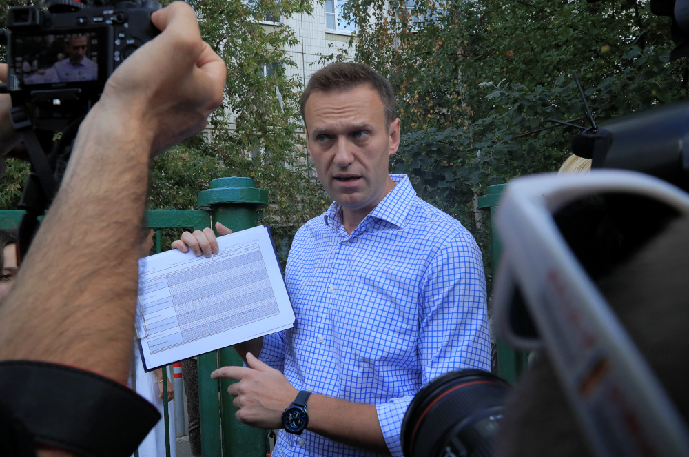 Russian opposition leader Alexei Navalny speaks with journalists as he visits a polling station during the Moscow city parliament election in Moscow, Russia September 8, 2019. u00e2u20acu201d Reuters pic 