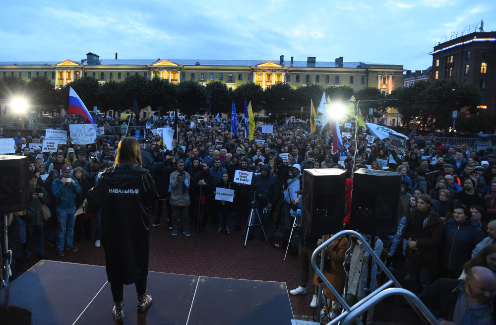 Opposition supporters rally to protest against alleged election fraud after September 8 gubernatorial election won by incumbent Alexander Beglov, an ally of President Vladimir Putin, in Saint Petersburg September 17, 2019. u00e2u20acu201d AFP pic 