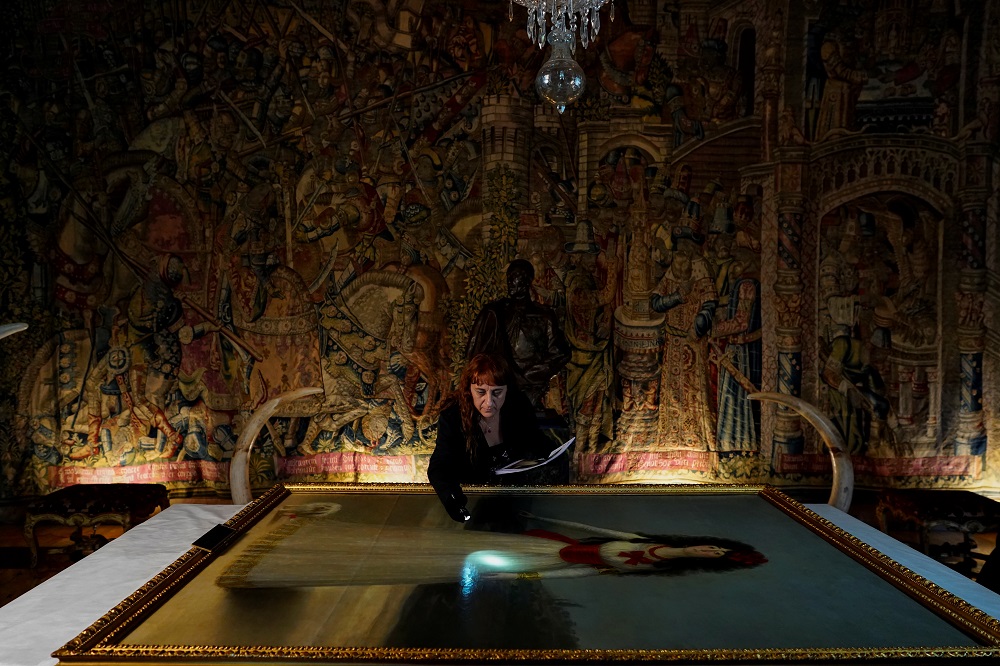 House of Albau00e2u20acu2122s restorer Ana Isabel Ortega checks u00e2u20acu02dcXIII Duchess of Albau00e2u20acu2122 painting by the Spanish painter Francisco Goya at Palace of Liria in Madrid, Spain September 9, 2019. u00e2u20acu201d Reuters pic 