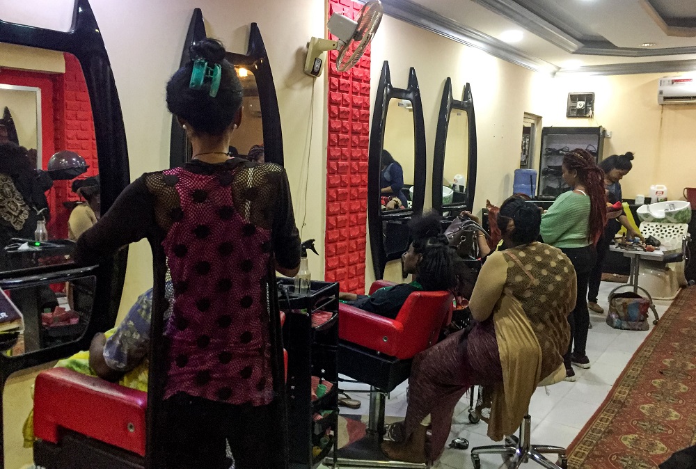 Women have their hair styled at a hairdresseru00e2u20acu2122s salon in the Sudanese capital Khartoum August 29, 2019. u00e2u20acu201d AFP pic