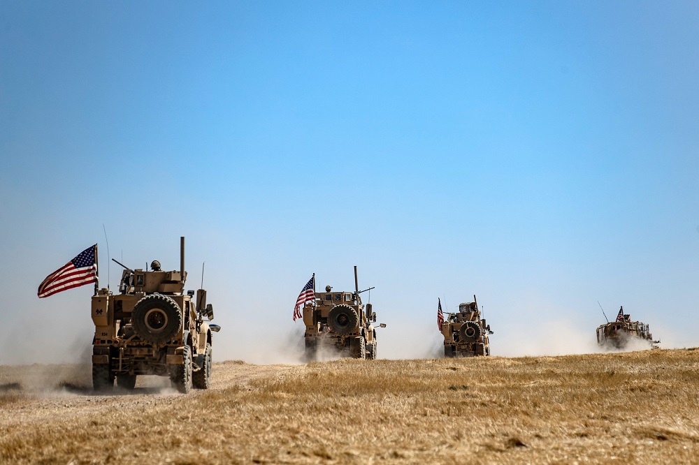 A US military convoy takes part in joint patrol with Turkish troops in the Syrian village of al-Hashisha on the outskirts of Tal Abyad town along the border with Turkish troops September 8, 2019. u00e2u20acu201d AFP pic         