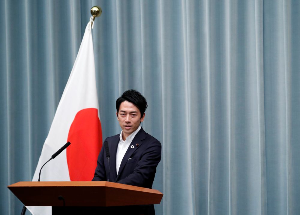 Japan's Environment Minister Shinjiro Koizumi attends a news conference at Prime Minister Shinzo Abe's official residence in Tokyo September 11, 2019. u00e2u20acu201d Reuters picnn
