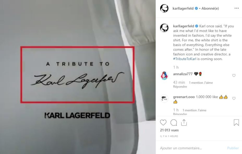 The collection of white shirts designed in homage to Karl Lagerfeld will be available for purchase starting September 26.u00e2u20acu201d Picture from Instagram/Karl Lagerfeld via AFP-Relaxnews 