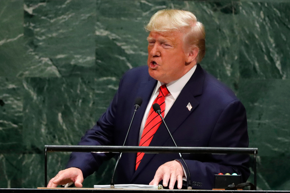 US President Donald Trump addresses the 74th session of the United Nations General Assembly at UN headquarters in New York City, New York, US, September 24, 2019. u00e2u20acu201d Reuters pic 