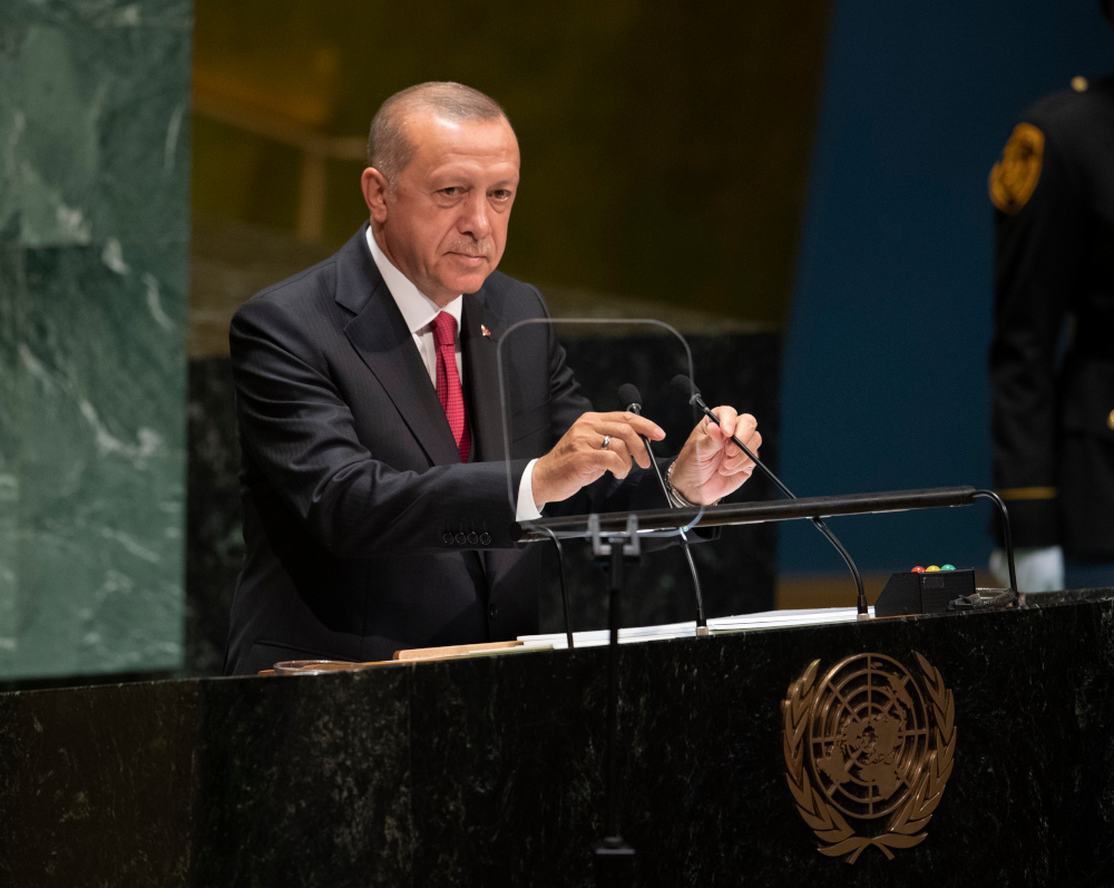 Turkeyu00e2u20acu2122s President Recep Tayyip Erdogan speaks during the 74th Session of the United Nations General Assembly at UN Headquarters in New York, September 24, 2019. u00e2u20acu201d AFP 