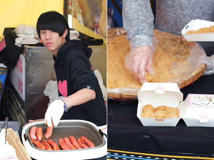 Sausages (left) or mochi (right) – why not have both?