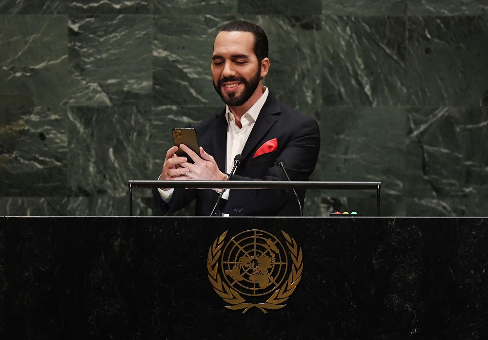 El Salvador President Nayib Bukele speaks during the 74th Session of the General Assembly at UN Headquarters in New York September 26, 2019. u00e2u20acu201d AFP pic      