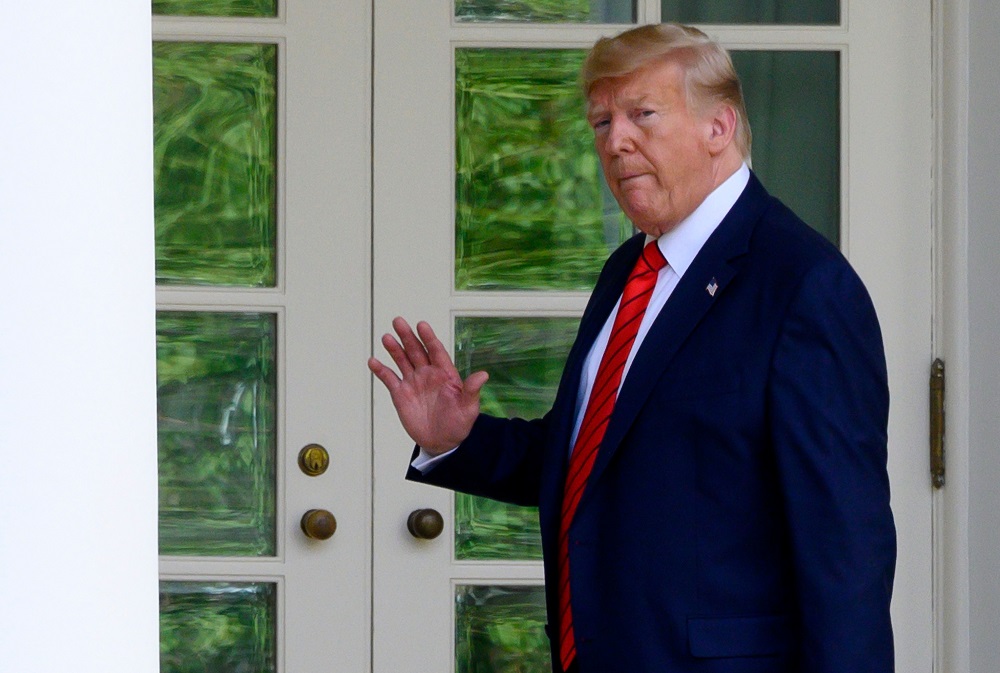 US President Donald Trump arrives at the White House in Washington September 26, 2019. u00e2u20acu201d AFP pic  