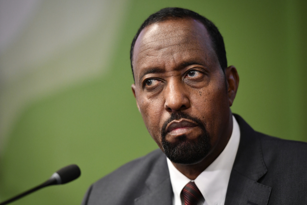 Universal Postal Union (UPU) director general Bishar Abdirahman Hussein attends a press conference during an extraordinary congress of the UPU with the US threatening to quit the global body as early as next month, September 24, 2019 in Geneva. u00e2u20acu201d AFP pi