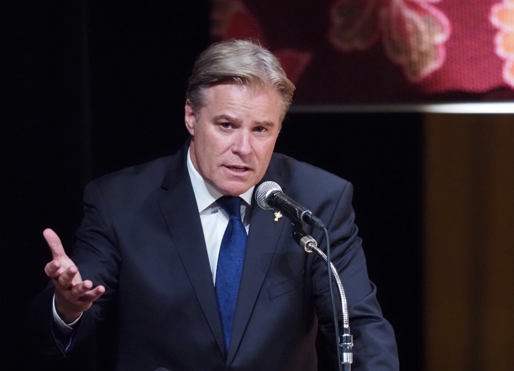 World Rugby CEO Brett Gosper delivers a speech during South Africau00e2u20acu2122s welcoming ceremony in Urayasu, Chiba prefecture September 14, 2019, ahead of the Japan 2019 Rugby World Cup. u00e2u20acu201d AFP pic 