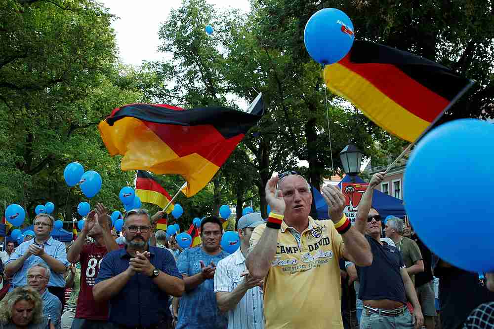 Alternative for Germany (AfD) supporters react during an election campaign event ahead of the upcoming Brandenburg and Saxony state elections in Koenigs Wusterhausen August 30, 2019. u00e2u20acu201d Reuters pic 