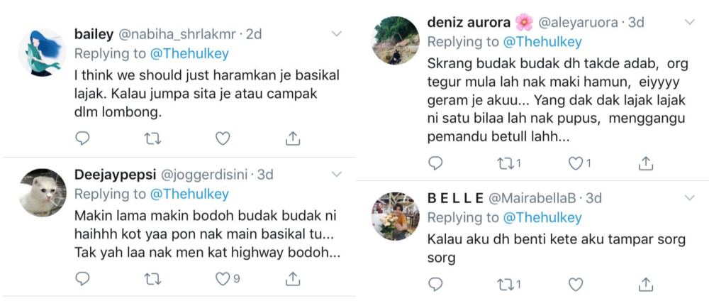 Social media users, like many motorists, are clearly unhappy with the antics of these young kids. ― Screengrab via Twitter/Thehulkey