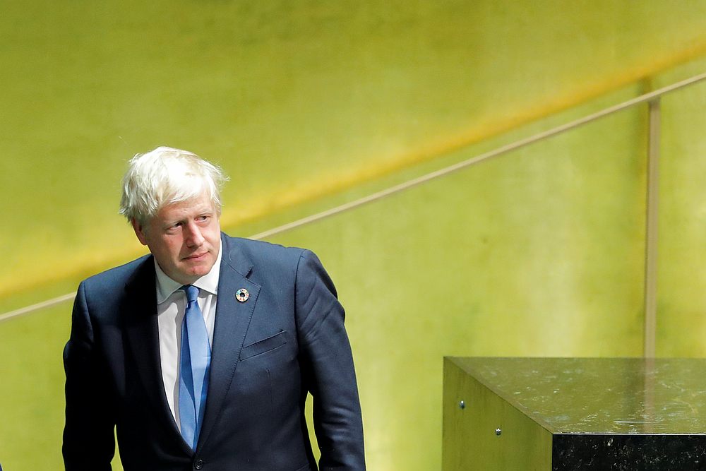 British Prime Minister Boris Johnson exits the podium after addressing the United Nations General Assembly in New York September 24, 2019. u00e2u20acu201d Reuters pic