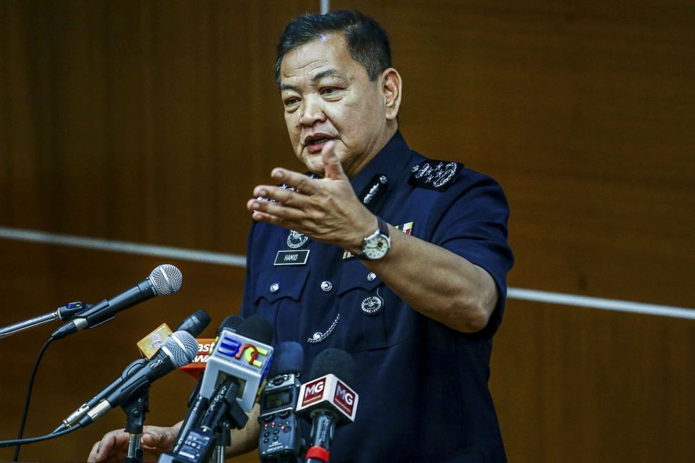 Inspector-General of Police Datuk Seri Abdul Hamid Bador speaks during a press conference at the Bukit Aman police headquarters in Kuala Lumpur September 26, 2019. u00e2u20acu201d Picture by Hari Anggara