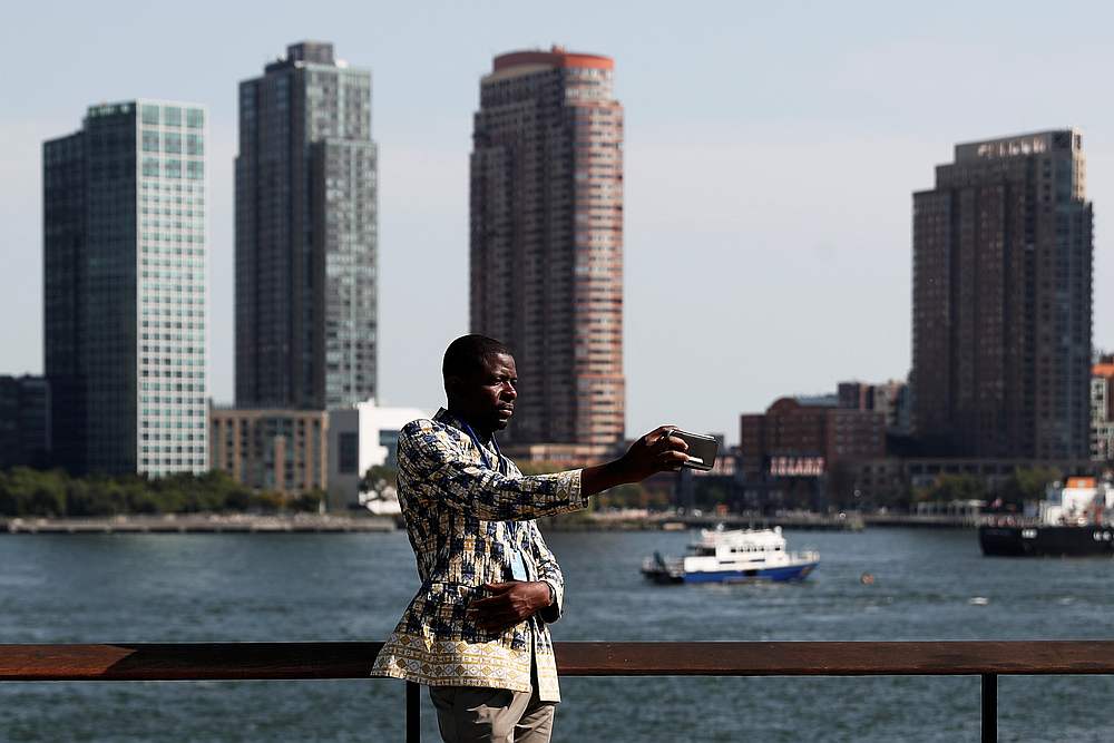 A man takes a selfie at the UN headquarters during the 2019 United Nations Climate Action Summit in New York  September 23, 2019. u00e2u20acu201d Reuters pic 
