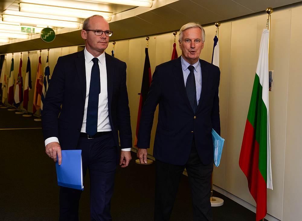 Irish Foreign Minister Simon Coveney (left) arrives to meet with European Union's chief Brexit negotiator Michel Barnier at the EU Commission headquarters in Brussels, Belgium September 27, 2019. u00e2u20acu201d Reuters pic 