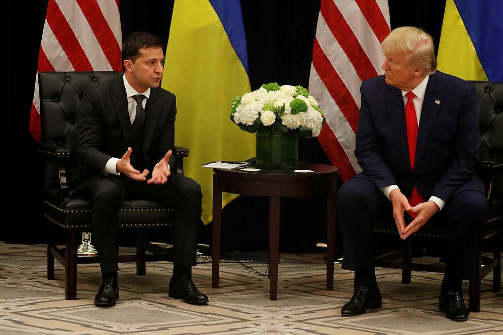 US President Donald Trump during a bilateral meeting with Ukraine's President Volodymyr Zelensky on the sidelines of the United Nations General Assembly in New York September 25, 2019.  u00e2u20acu201d Reuters pic