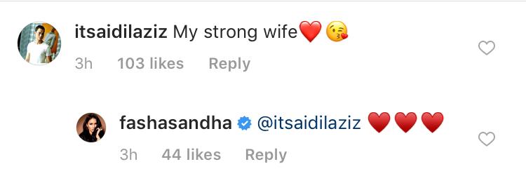 Aidil Aziz, Fasha’s husband sending her some love in the comments section. — Picture via Instagram/@fashasandha