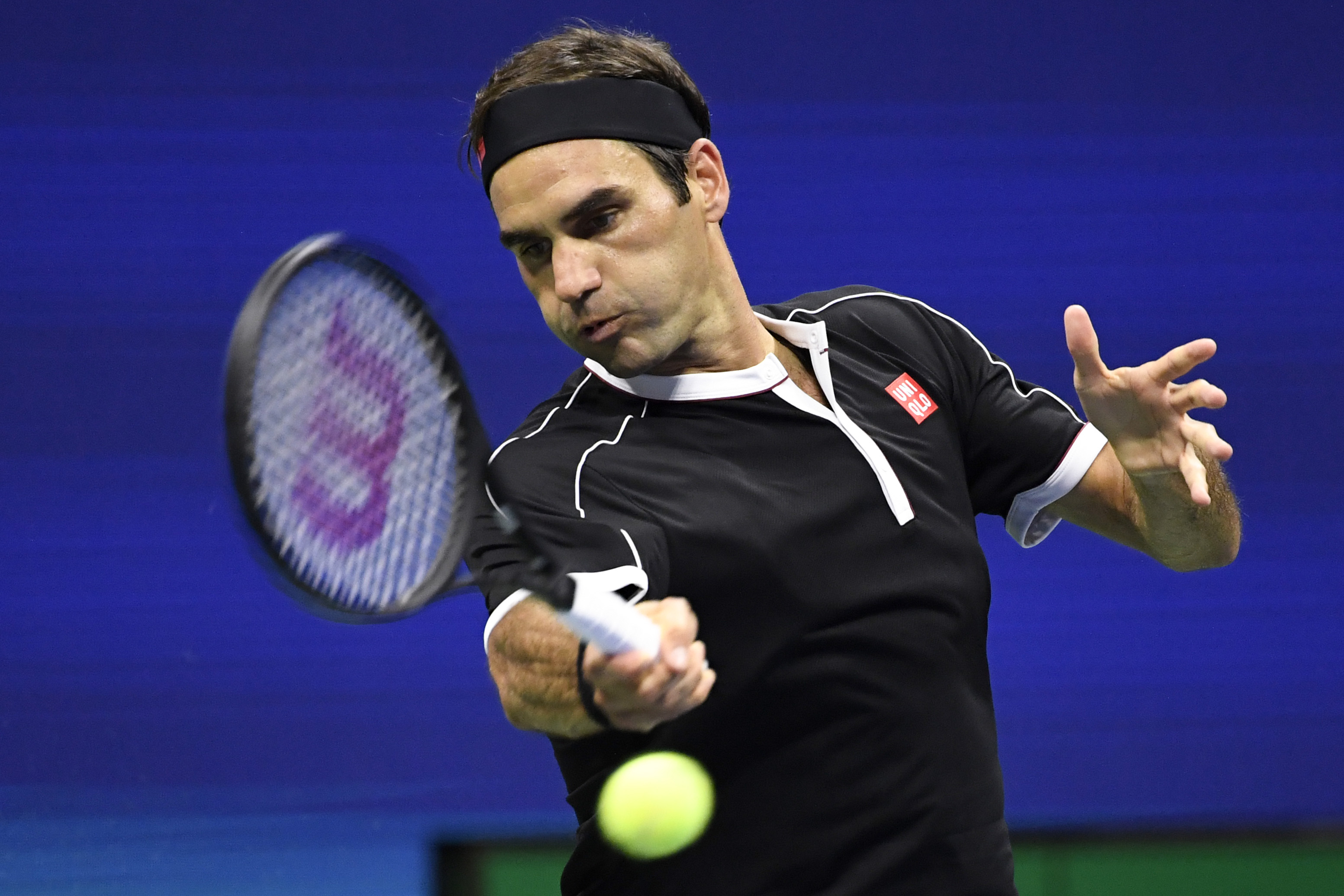 Roger Federer of Switzerland hits to Grigor Dimitrov of Bulgaria in a quarterfinal match on day nine of the 2019 US Open tennis tournament. u00e2u20acu201d Reuters pic