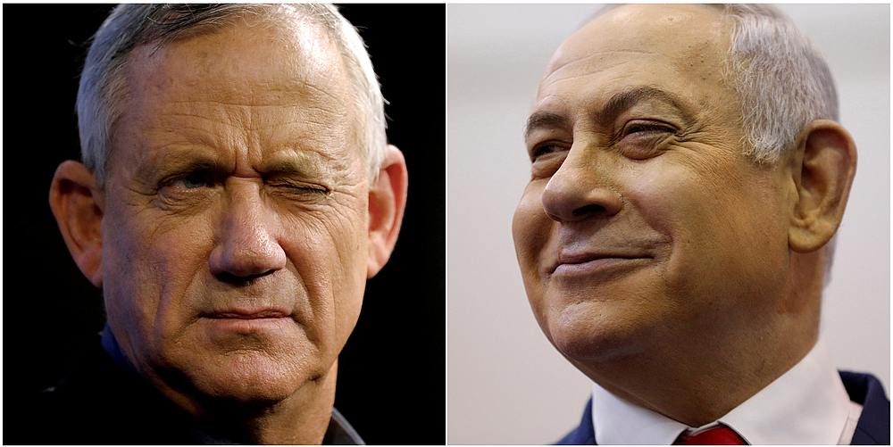 A combination picture shows Benny Gantz (left) in Ashkelon, Israel, April 3, 2019 and Israeli Prime Minister Benjamin Netanyahu in Jerusalem, April 9, 2019. u00e2u20acu201d Pictures via Reuters 