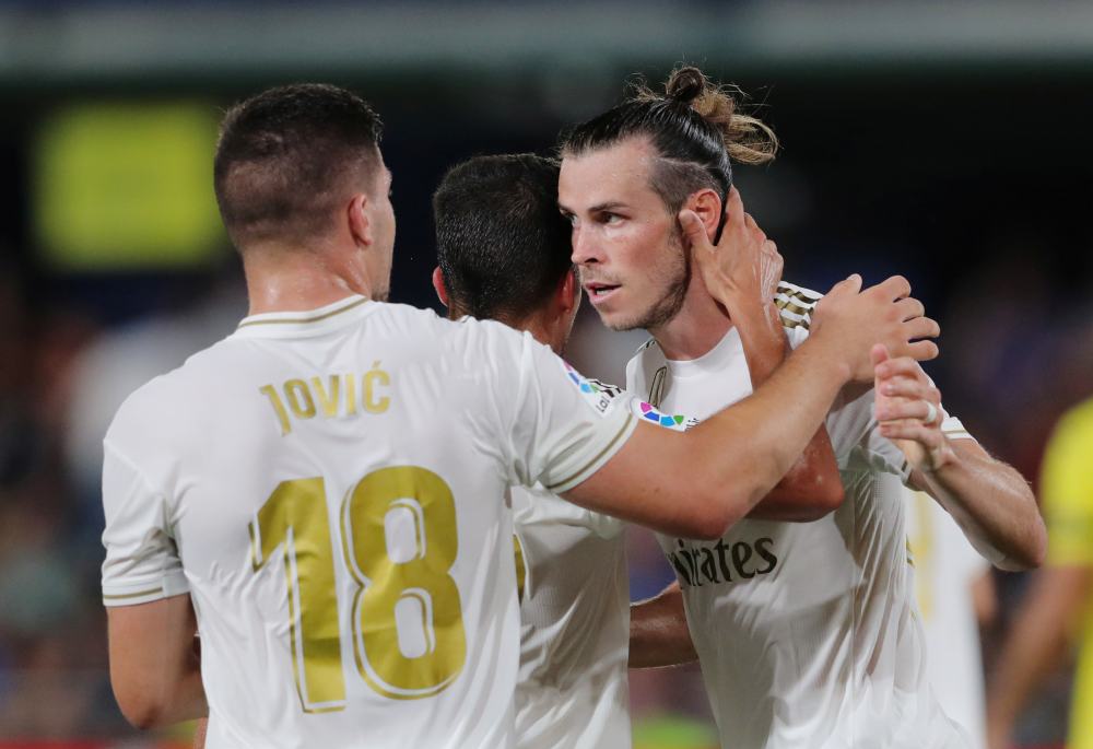 Real Madrid's Gareth Bale (right) celebrates after scoring the first goal against Villareal, September 1, 2019. u00e2u20acu2022 Reuters pic 