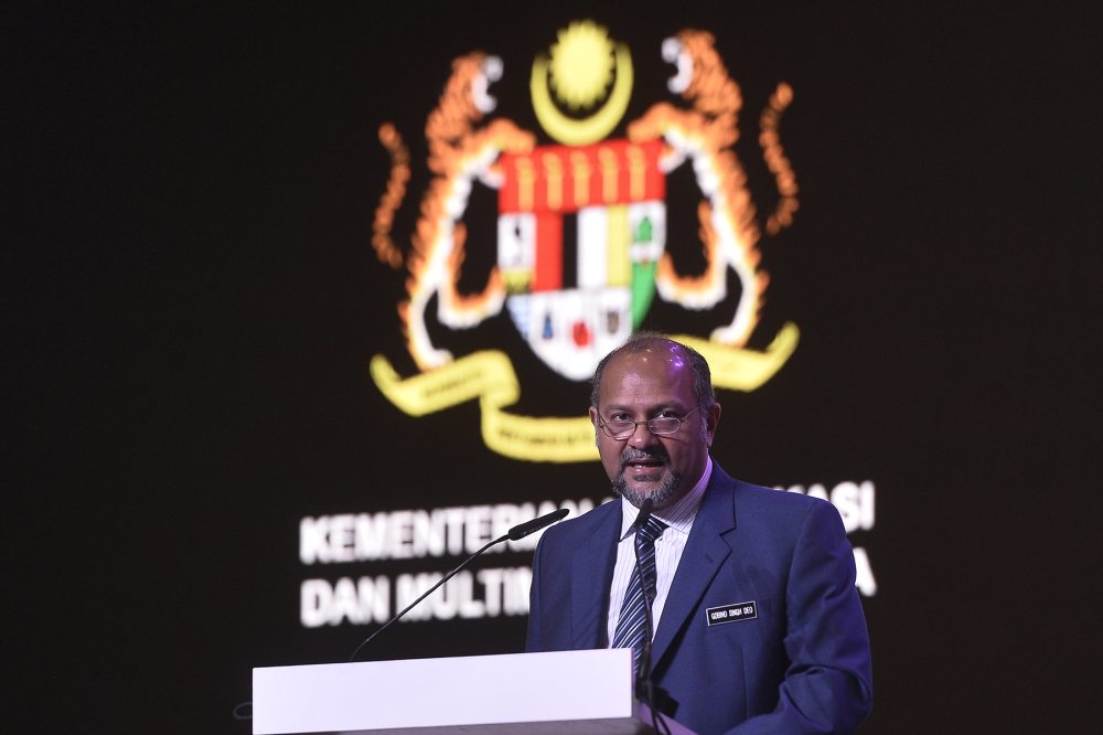 Gobind Singh Deo speaks during the launch of the National Fiberisation and Connectivity Plan (NFCP) in Kuala Lumpur September 19, 2019. u00e2u20acu2022 Picture by Miera Zulyana