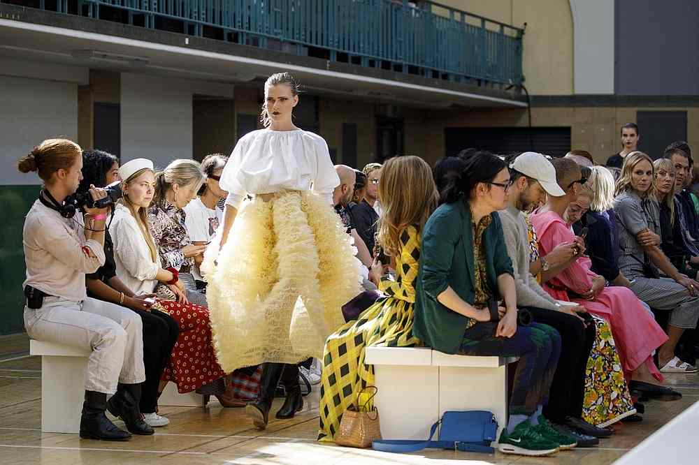 Fans of the British Molly Goddard were not disappointed with her show, set in an art deco London gym. u00e2u20acu201d AFP pic