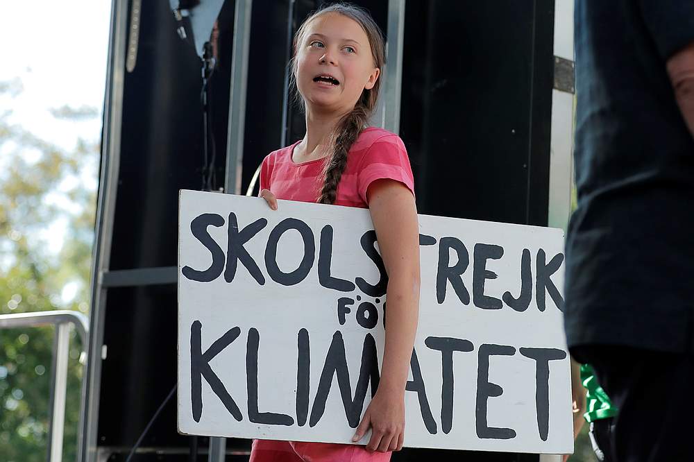 Swedish climate activist Greta Thunberg, 16, carries a sign at the Global Climate Strike in lower Manhattan in New York September 20, 2019. u00e2u20acu201d Reuters pic