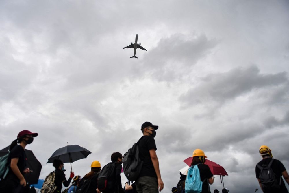 File picture shows protesters gathering on a road near Hong Kong International Airport on September 1, 2019. u00e2u20acu201d AFP pic