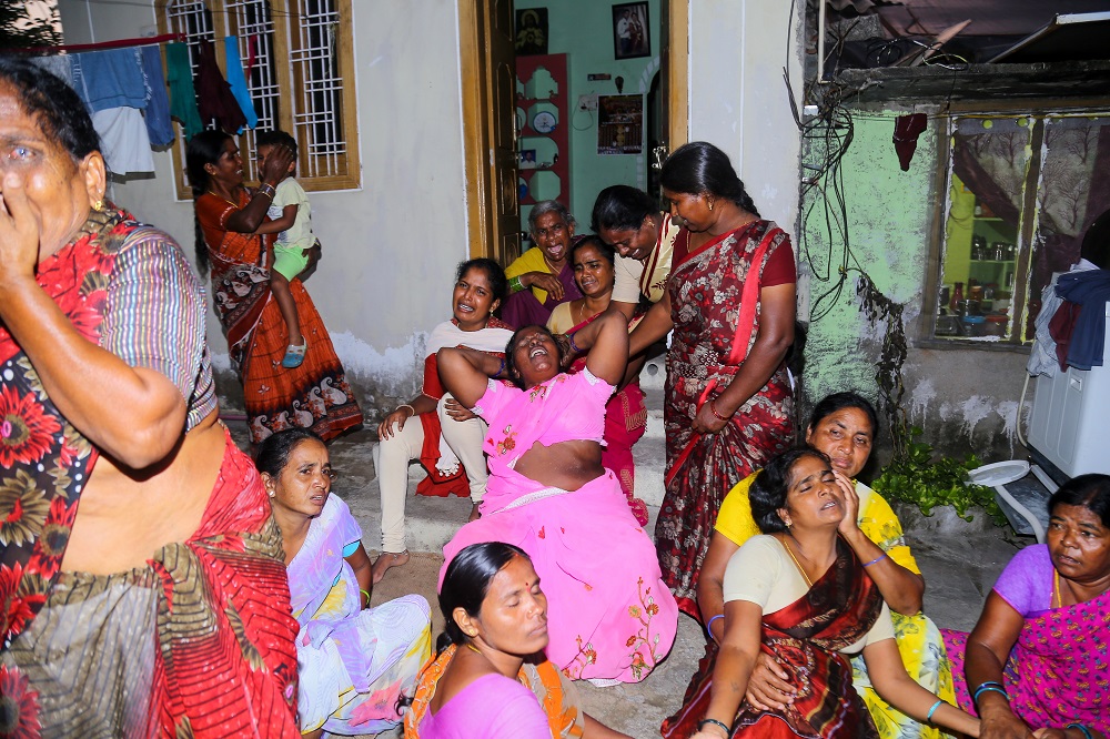 Relatives mourn the victims who died or disappeared in a boat accident at the Godavari river near Rajahmundry in Andhra Pradesh state, at Kadipikonda village in Warangal district of Telengana state September 15, 2019. u00e2u20acu201d AFP pic         