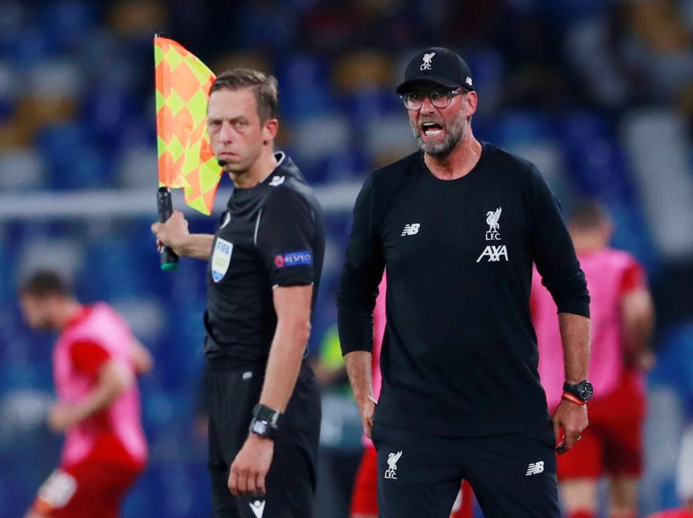 Liverpool manager Juergen Klopp reacts during the match against Napoli, September 18, 2019. u00e2u20acu2022 Reuters pic