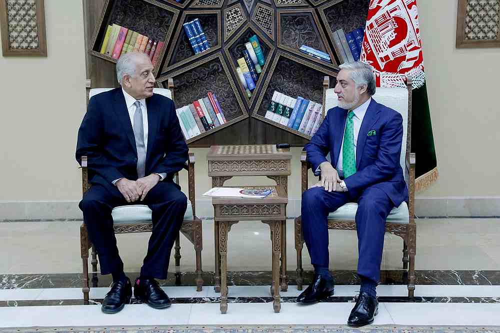 US special representative for Afghanistan Zalmay Khalilzad (left) meets with Afghanistan Chief Executive Abdullah Abdullah in Kabul September 2, 2019. u00e2u20acu201d Afghan Chief Executive office handout via Reuters