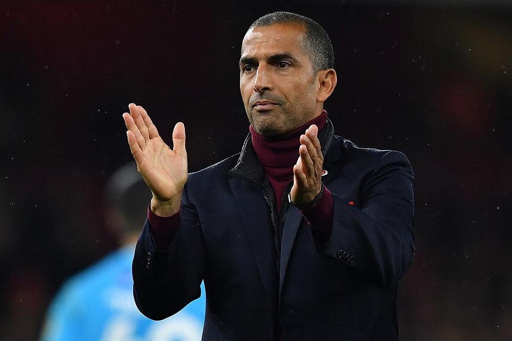Nottingham Forest's Sabri Lamouchi applauds fans following the English League Cup third round football match between Arsenal and Nottingham Forest at the Emirates Stadium in London September 24, 2019. u00e2u20acu201d AFP pic