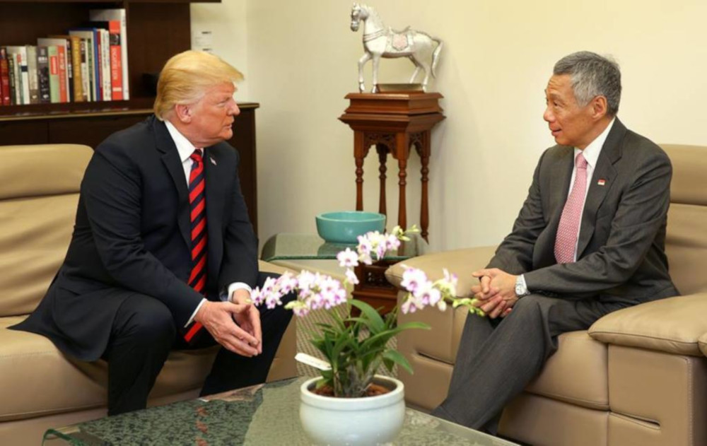 Prime Minister Lee Hsien Loong speaks with US President Donald Trump in the Istana on June 11, 2018, the last time the two leaders met. u00e2u20acu201d Picture from Singaporeu00e2u20acu2122s Ministry of Communications and Information via TODAY