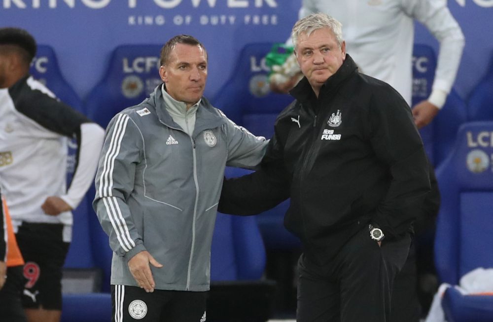 Leicester City manager Brendan Rodgers and Newcastle United manager Steve Bruce after the match. u00e2u20acu201d Reuters pic