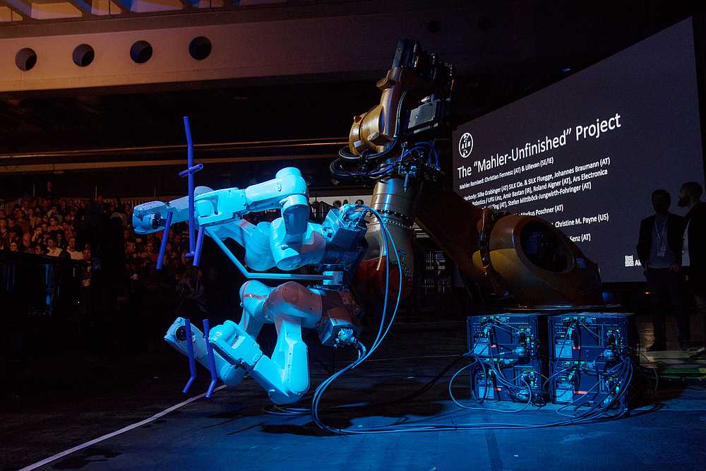 A robot stands on stage during the 'Mahler Unfinished Project' at the Ars Electronica in Linz, Upper Austria September 6, 2019. u00e2u20acu201d AFP pic