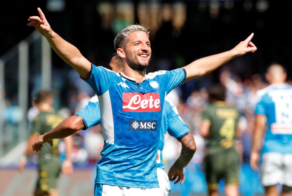 Napoli's Dries Mertens celebrates scoring their first goal against Brescia. u00e2u20acu201d Reuters pic