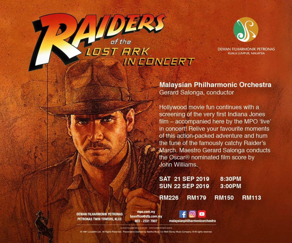 Relive your favourite moments of the 1981 blockbuster ‘Raiders of the Lost Ark’ at the Malaysian Philharmonic Orchestra next weekend. — Pictures courtesy of Philharmonic 