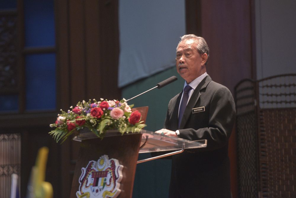 Home Minister Tan Sri Muhyiddin Yassin delivers his speech during the ministry's monthly gathering in Putrajaya September 3, 2019.  u00e2u20acu201d Picture by Shafwan Zaidon