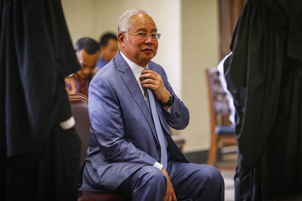 Datuk Seri Najib Razak is seen at the Kuala Lumpur Courts Complex September 19, 2019. — Picture by Hari Anggara