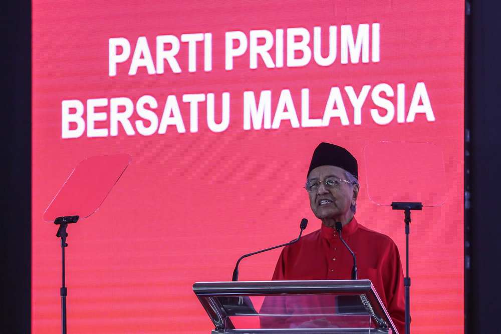 Tun Dr Mahathir Mohamad speaks at PPBMu00e2u20acu2122s third year anniversary celebration in Shah Alam September 12, 2019. u00e2u20acu2022 Picture by Yusof Mat Isa