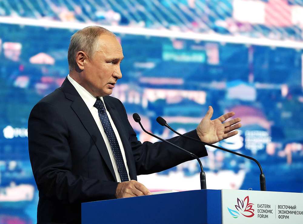 Russian President Vladimir Putin speaks during a plenary session of the Eastern Economic Forum in Vladivostok September 5, 2019. u00e2u20acu201d Sputnik/Mikhail Klimentyev/Kremlin pic via Reuters