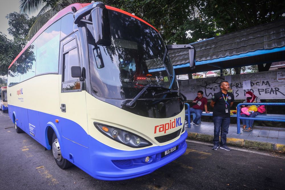 A Rapid KL mini bus is pictured at the Bukit Indah bus hub in Ampang September 3, 2019.  u00e2u20acu201d Picture by Hari Anggara