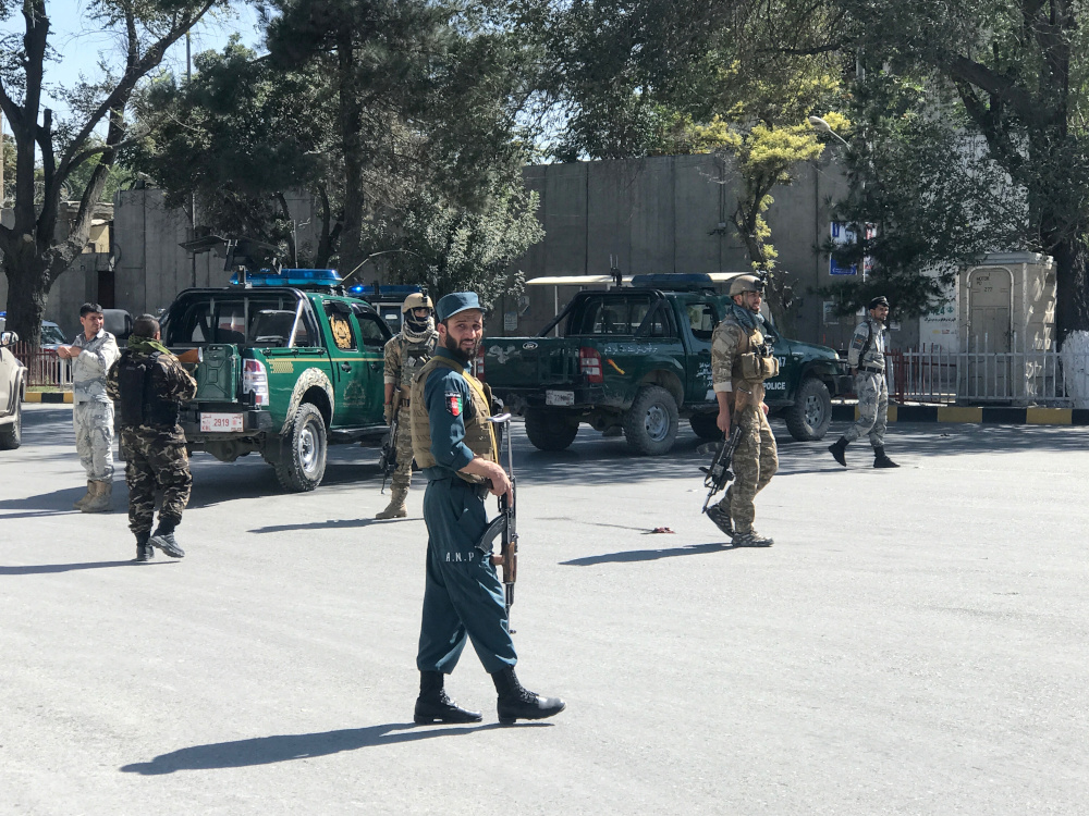 Afghan security forces keep watch at the site of a blast in Kabul September 17, 2019. u00e2u20acu201d Reuters pic