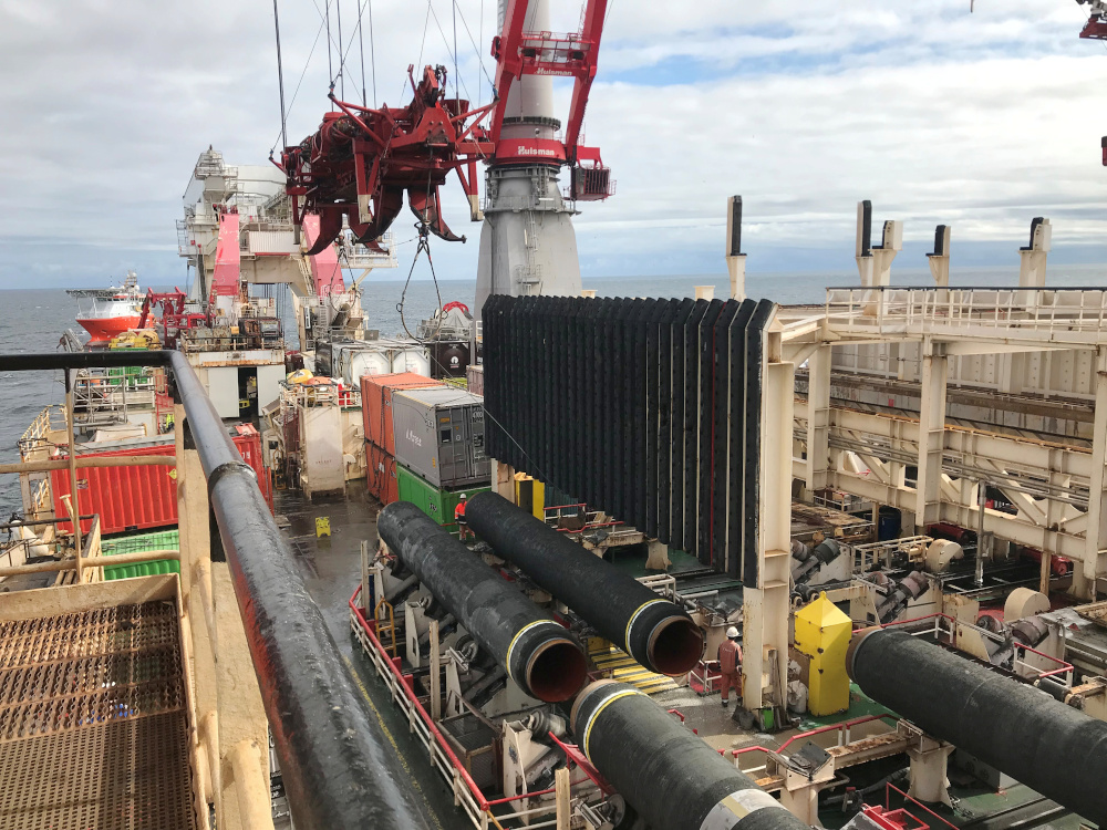 Allseasu00e2u20acu2122 deep sea pipe laying ship Solitaire lays pipes for Nord Stream 2 pipeline in the Baltic Sea September 13, 2019. u00e2u20acu201d Reuters pic