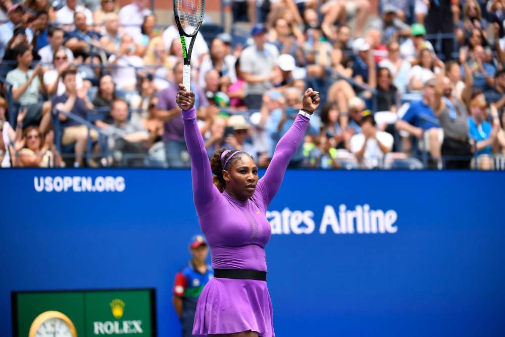 Serena Williams celebrates after beating Petra Martic in the fourth round on day seven of the 2019 US Open tennis tournament in New York September 2, 2019. u00e2u20acu2022 Picture by Robert Deutsch-USA TODAY Sports via Reuters